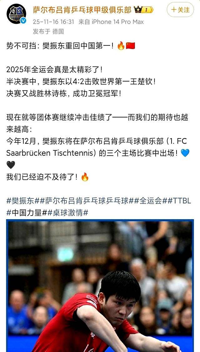 关于德国队轻取瑞典队，樊振东统治全场的信息